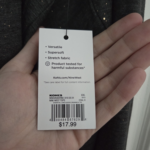 (Bundle Me!) Nine West Charcoal Long Sleeve Top - Picture 4 of 4